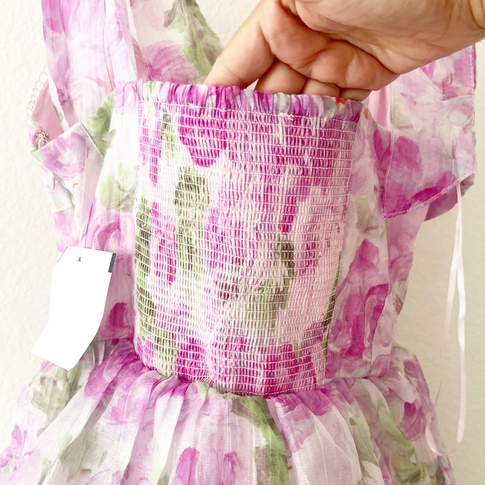 ASTR The‎ Label Zirconia Tie Strap Tiered Dress in Lavender Floral Size XS NEW - Picture 7 of 9